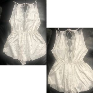 Victoria’s Secret Ivory Satin Lace Romper